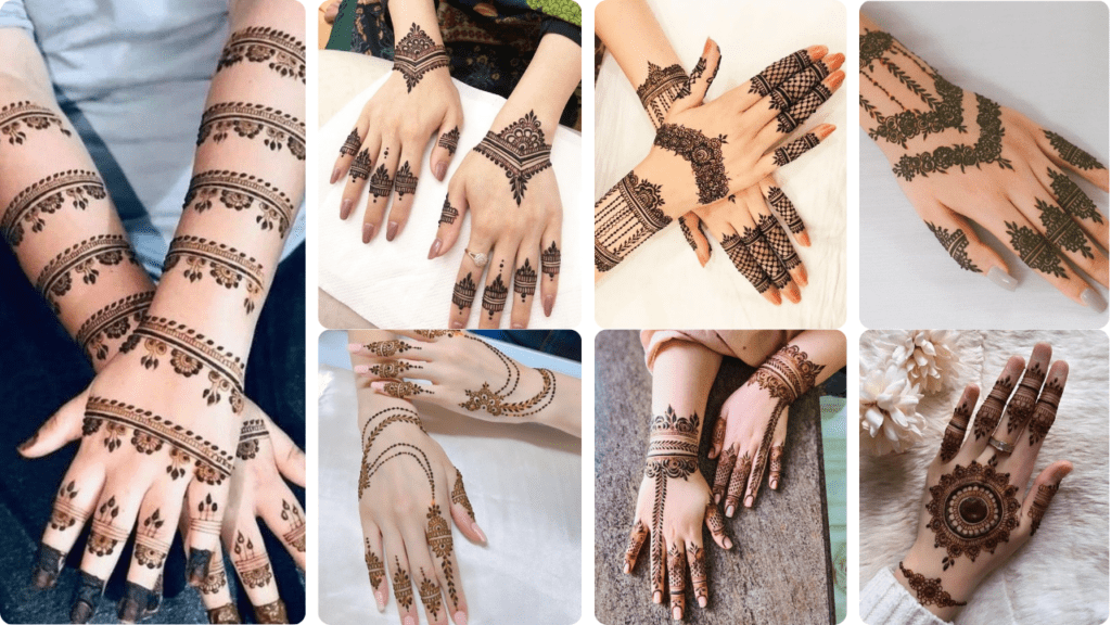 Stylish back hand mehndi design